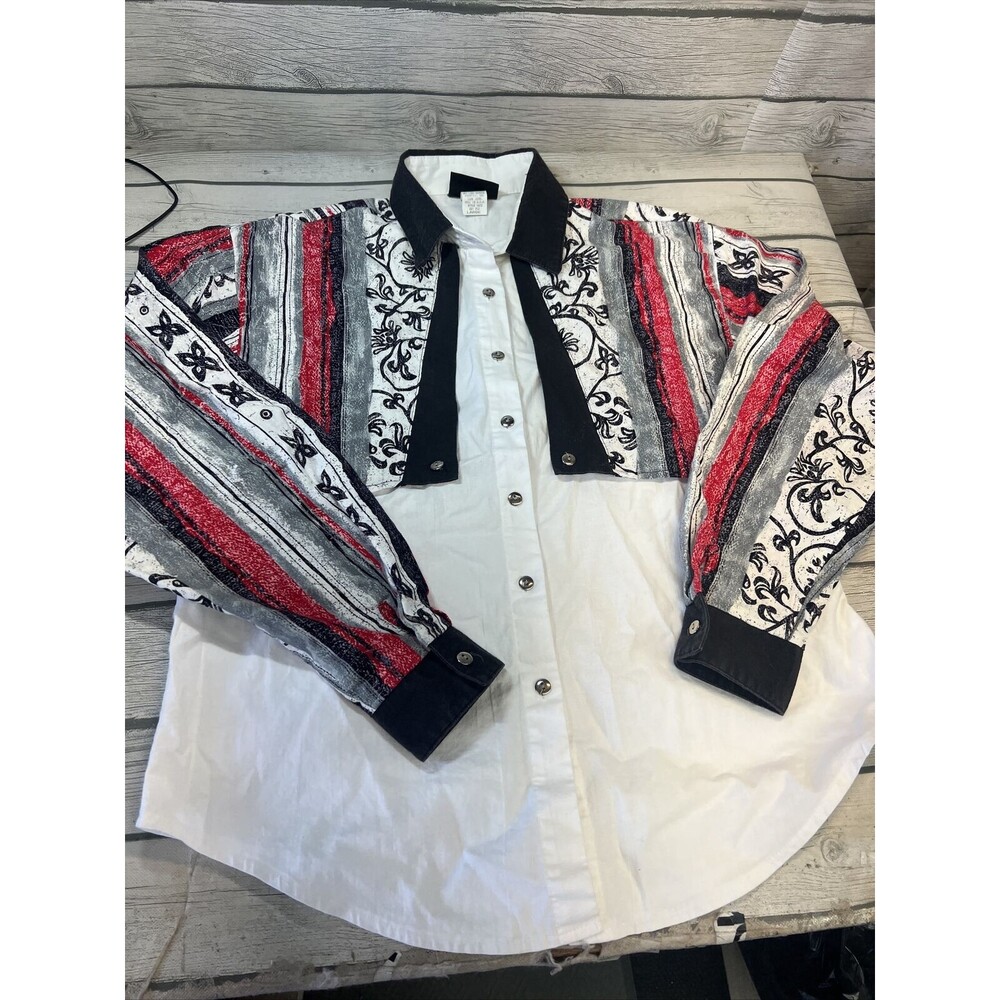 VTG Rough Rider Circle T Western Large Button Up Shirt Women's Large 90’s USA